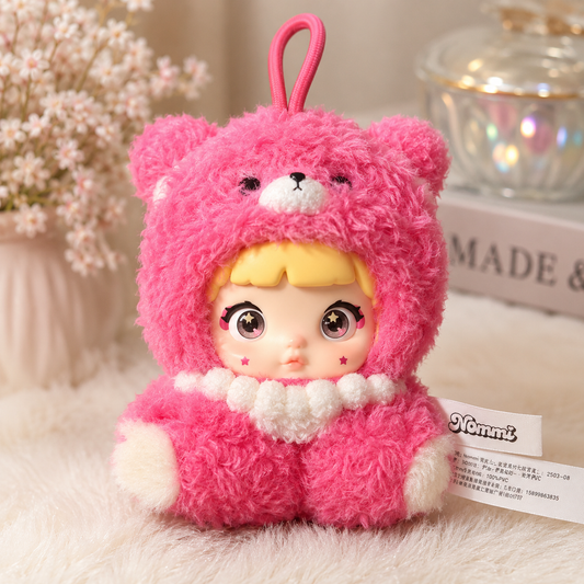 Nommi Pink Bear Plush Pendant Keychain-G-A