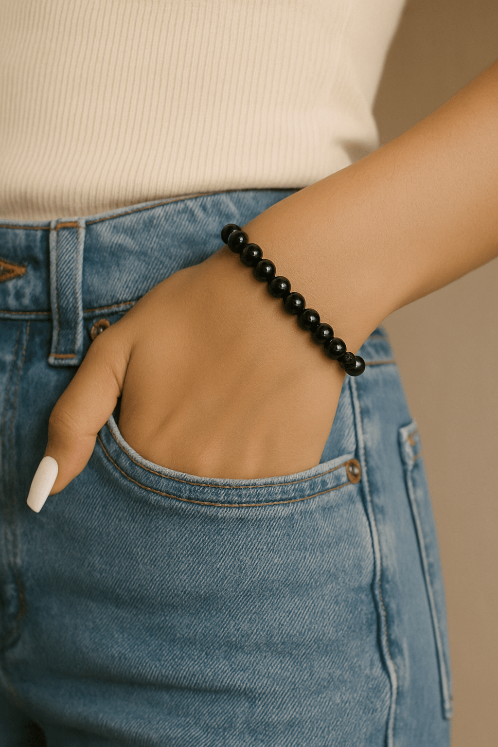 Black Tourmaline Energy Protection Bracelet - Crystal Healing Amulet - BLUMA Wellness
