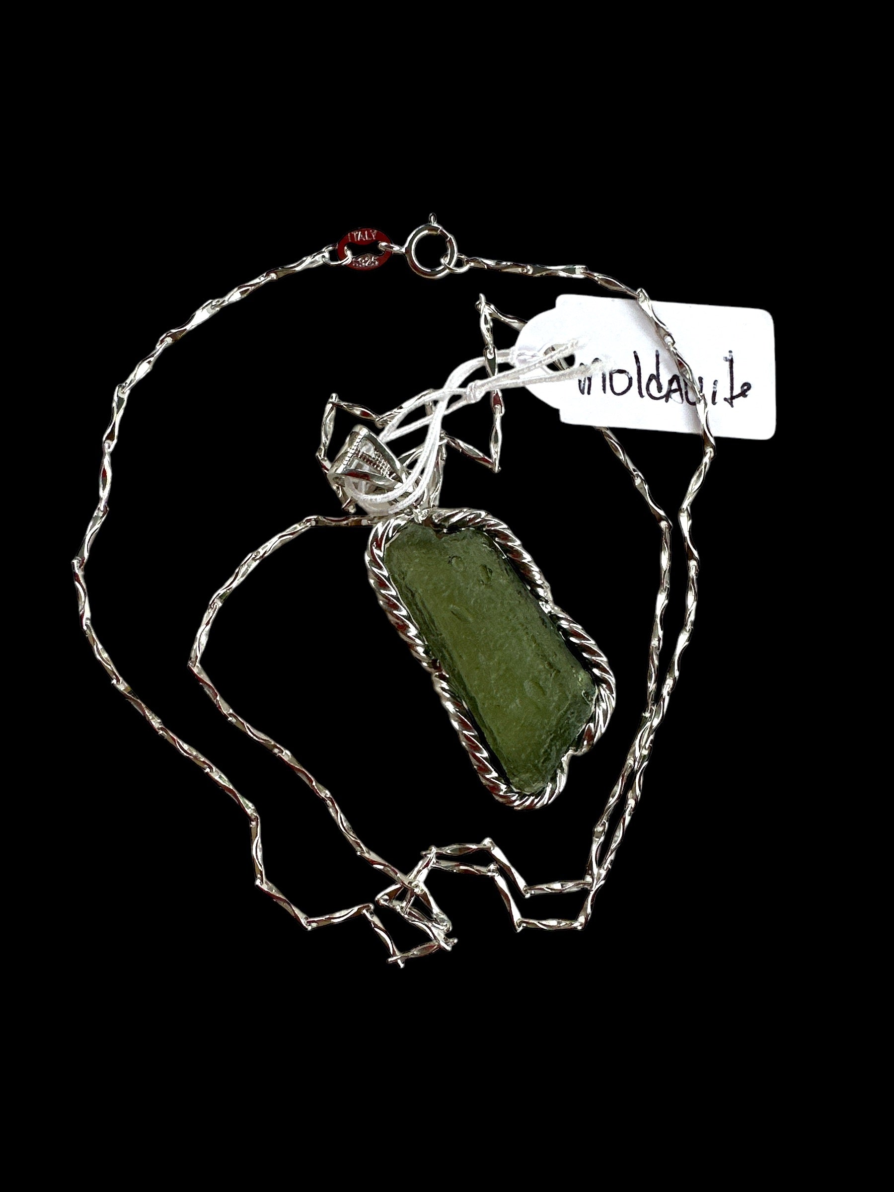 Handcrafted Genuine Moldavite Pendant on S925 Silver Necklace - BLUMA Wellness
