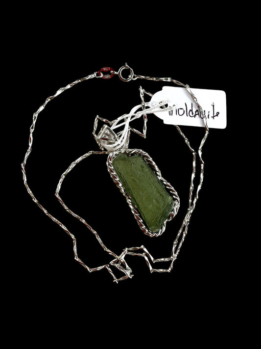 Handcrafted Genuine Moldavite Pendant on S925 Silver Necklace - BLUMA Wellness