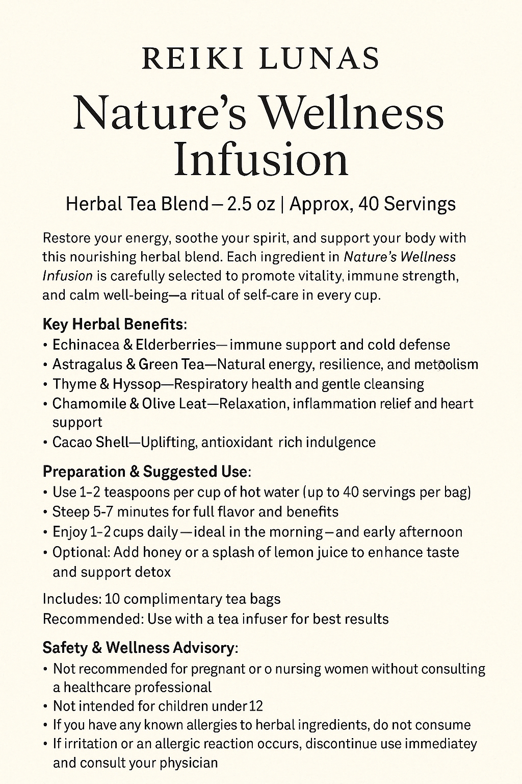 Radiant Vitality Elixir Tea Blend with Natural Ingredients - BLUMA Wellness