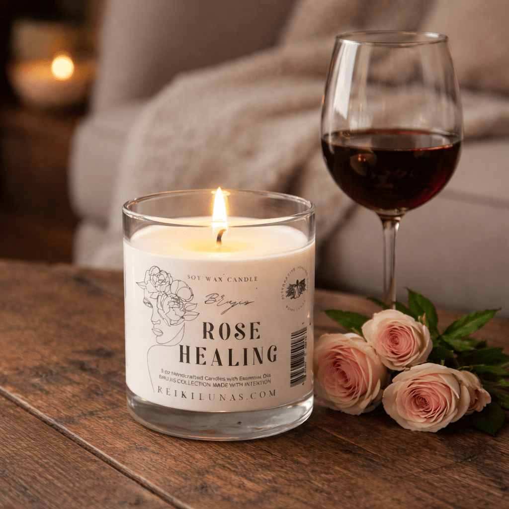 Rose Calming Aromatherapy Candle | 10oz Soy Wax - Bluma Wellness